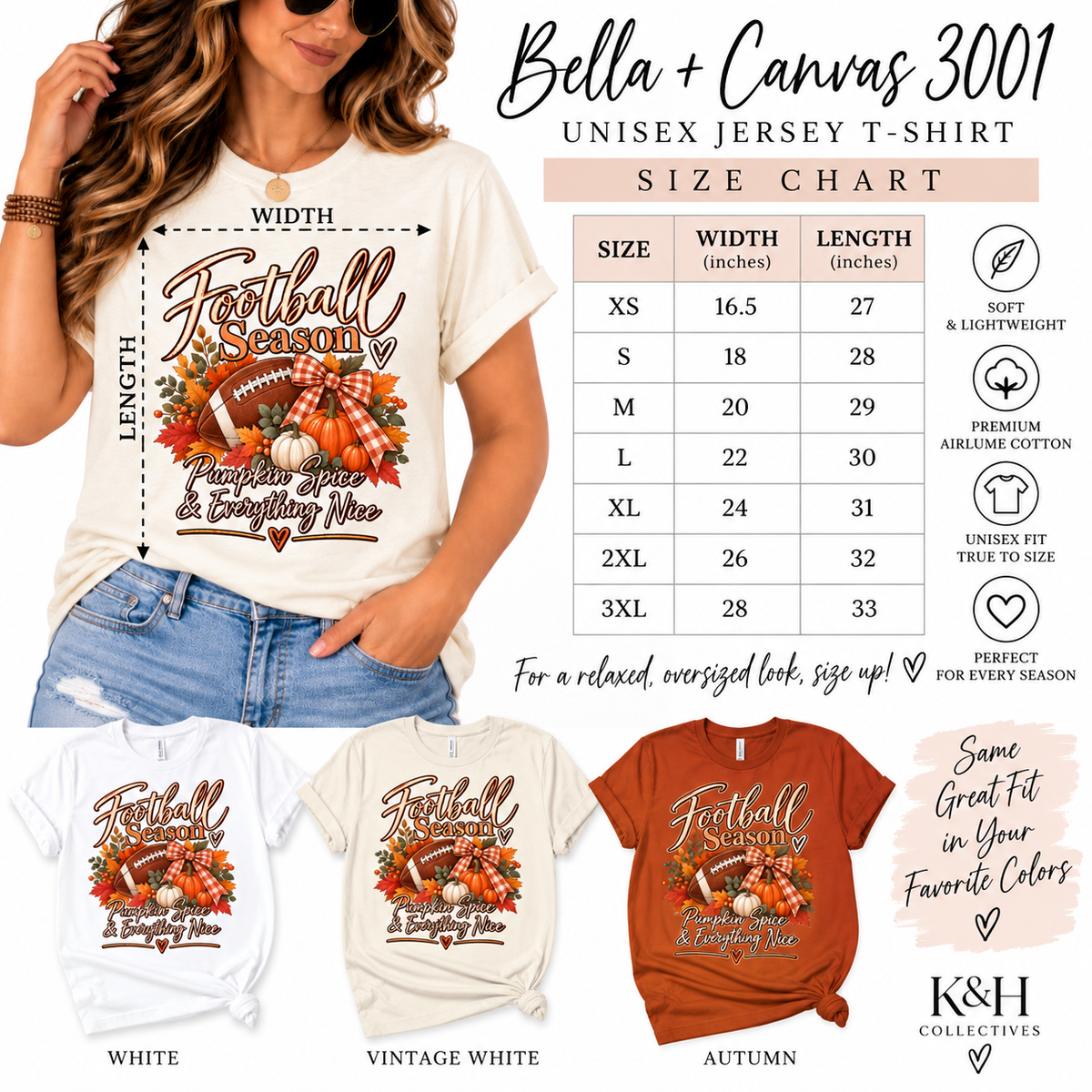 Football Season Pumpkin Spice & Everything Nice Tee | Fall Football Pumpkin Design