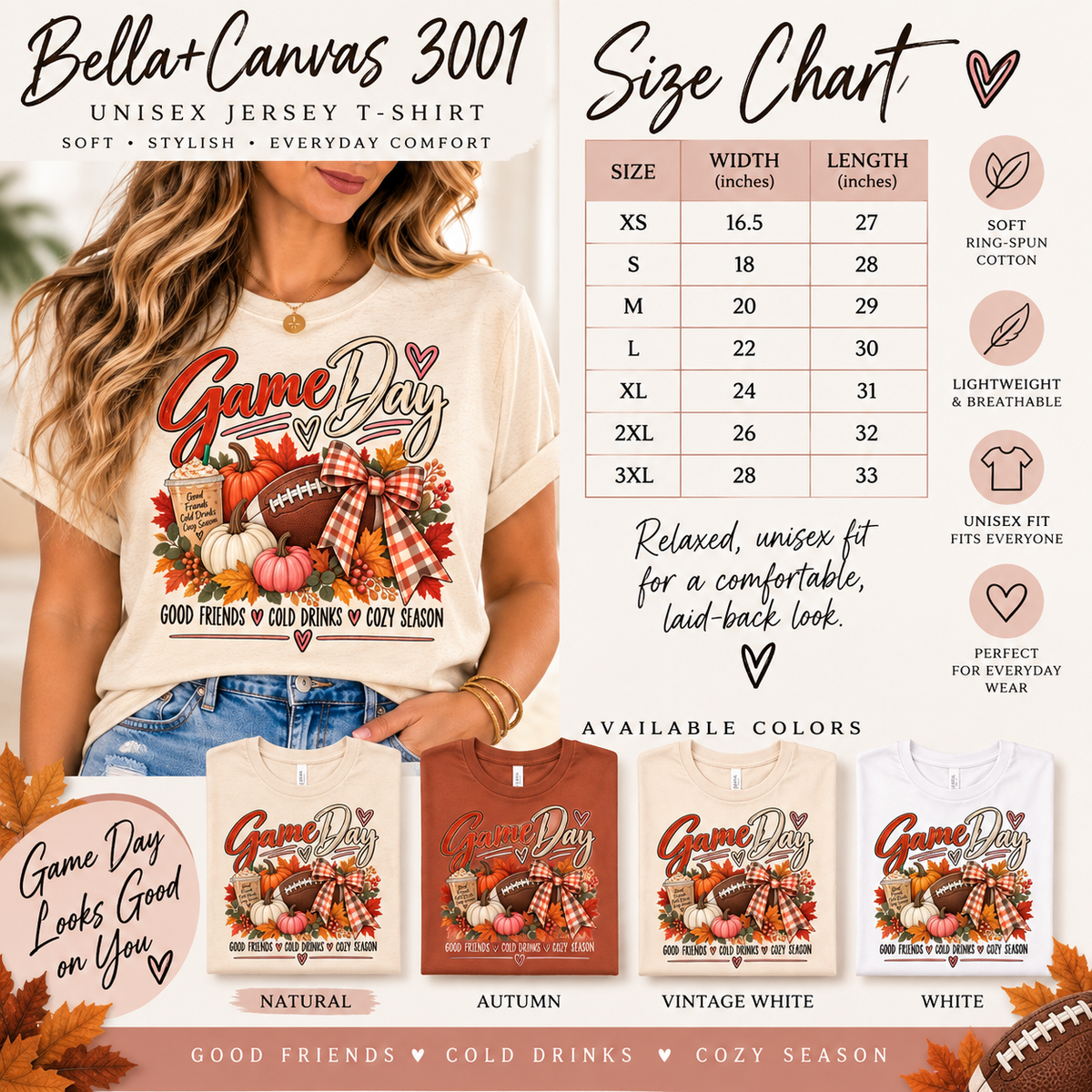 Game Day Fall Football Pumpkin T-Shirt | plaid bow, autumn tailgate