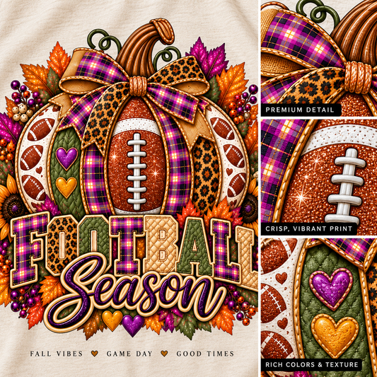 Football Season Pumpkin Tee | Fall Sunflowers, Leaf Wreath