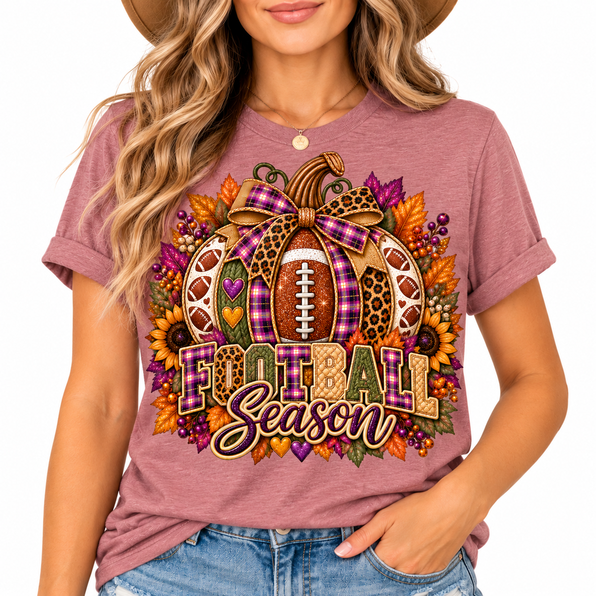Football Season Pumpkin Tee | Fall Sunflowers, Leaf Wreath