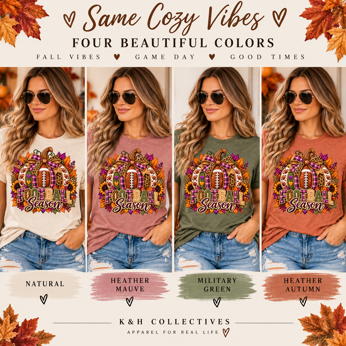 Football Season Pumpkin Tee | Fall Sunflowers, Leaf Wreath