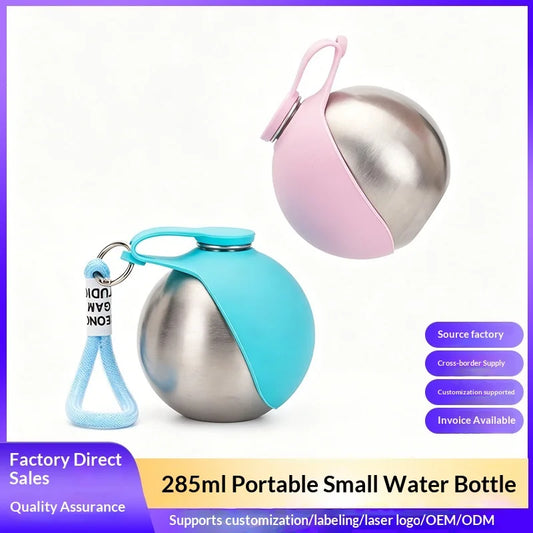 Portable Dog Water Bottle with Foldable Bowl – 285ml Travel Bottle