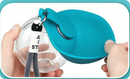 Portable Dog Water Bottle with Foldable Bowl – 285ml Travel Bottle