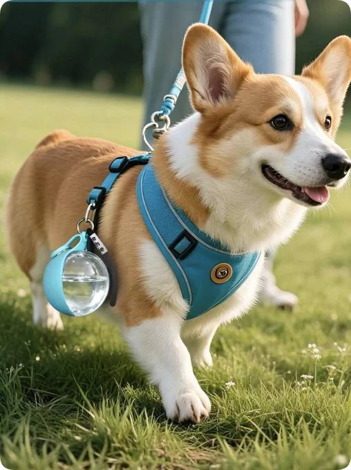Portable Dog Water Bottle with Foldable Bowl – 285ml Travel Bottle
