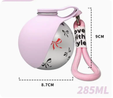 Portable Dog Water Bottle with Foldable Bowl – 285ml Travel Bottle
