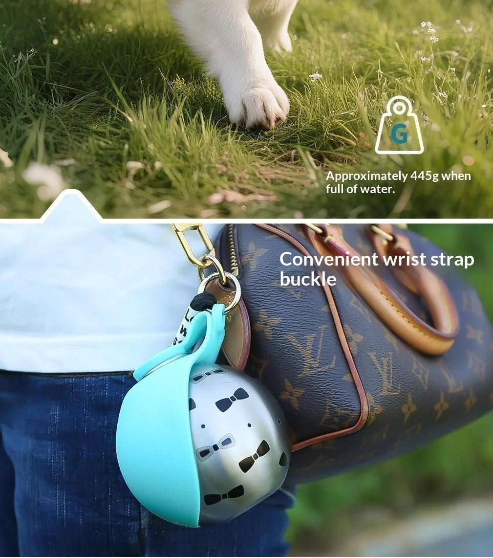 Portable Dog Water Bottle with Foldable Bowl – 285ml Travel Bottle