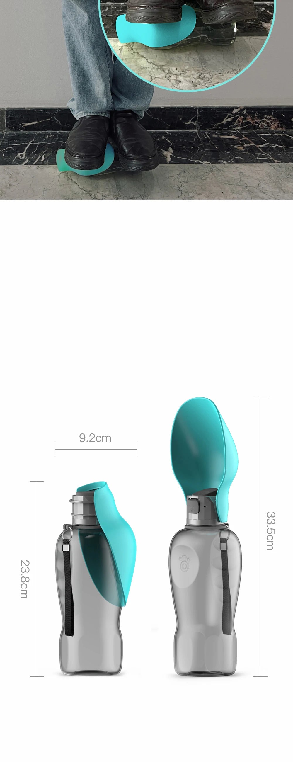 Portable Dog Water Bottle with Foldable Bowl – 800ml Large Capacity