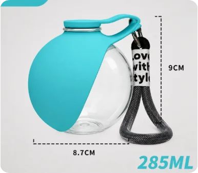 Portable Dog Water Bottle with Foldable Bowl – 285ml Travel Bottle