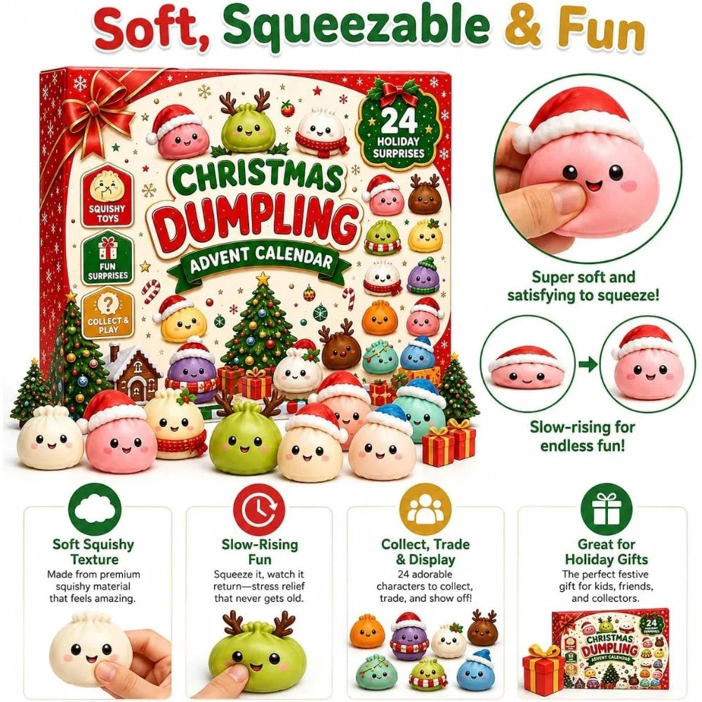 Christmas Dumpling Squishy Advent Calendar 2026 – 24 Day Countdown Fidget Toy