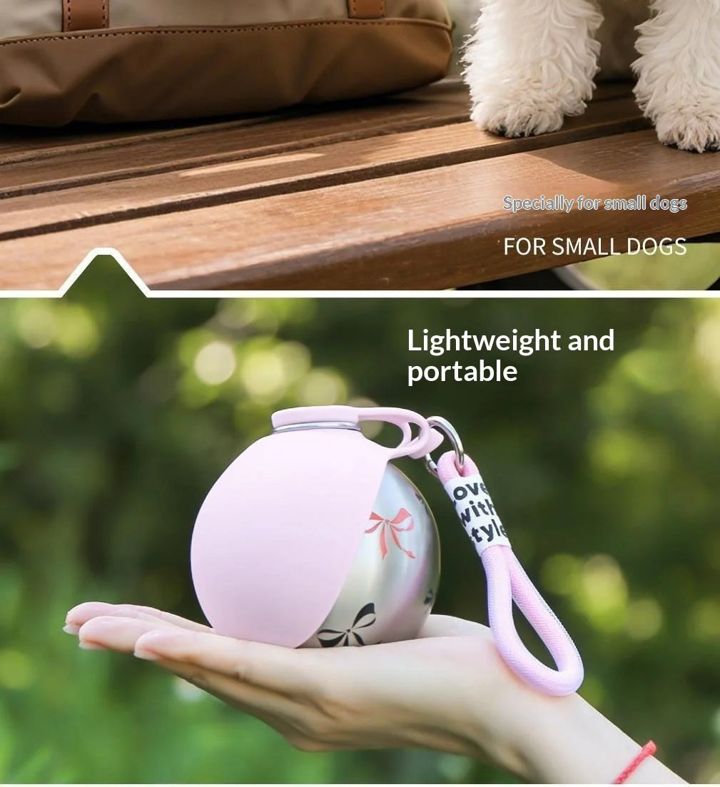 Portable Dog Water Bottle with Foldable Bowl – 285ml Travel Bottle
