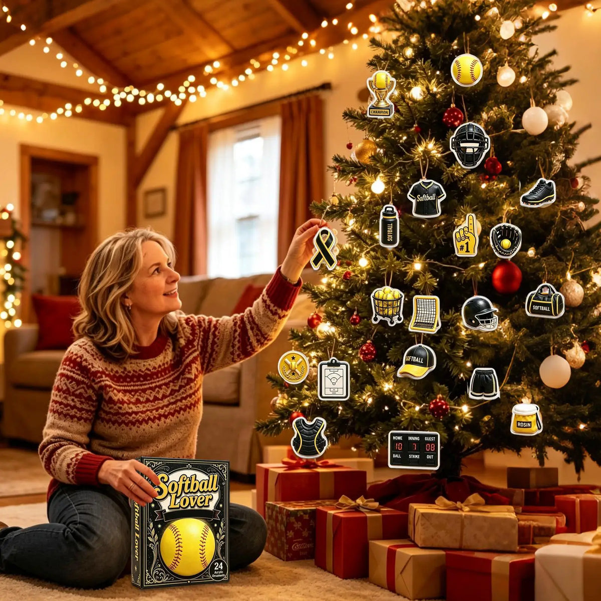 Softball Advent Calendar 2026 – 24 Day Christmas Countdown with Softball Ornaments, Girls Softball Gift