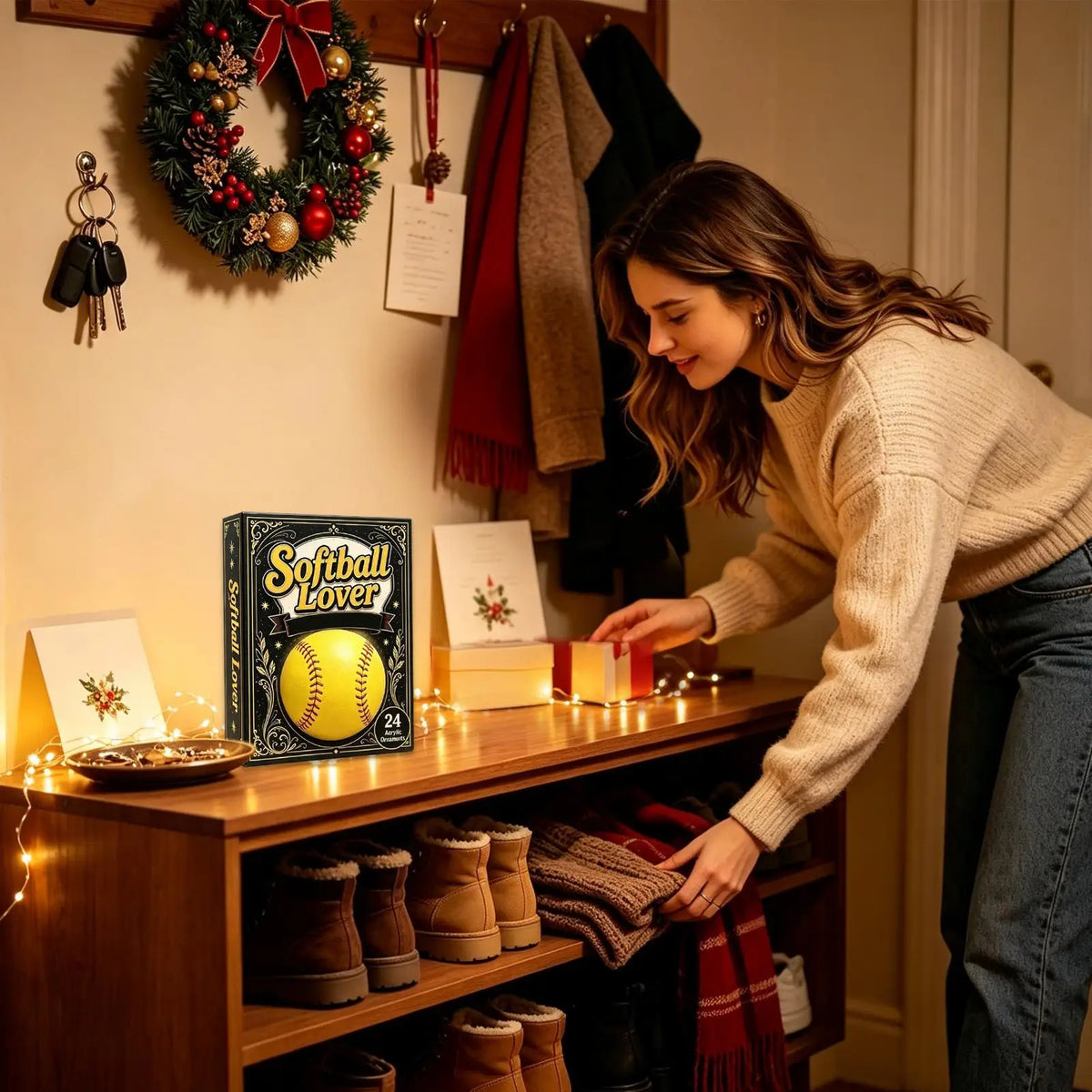 Softball Advent Calendar 2026 – 24 Day Christmas Countdown with Softball Ornaments, Girls Softball Gift