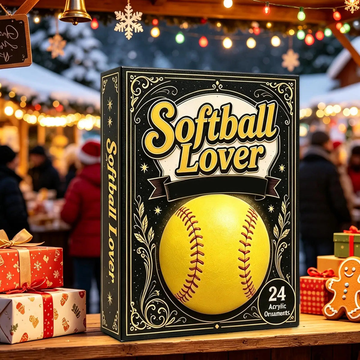 Softball Advent Calendar 2026 – 24 Day Christmas Countdown with Softball Ornaments, Girls Softball Gift