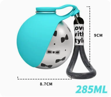 Portable Dog Water Bottle with Foldable Bowl – 285ml Travel Bottle
