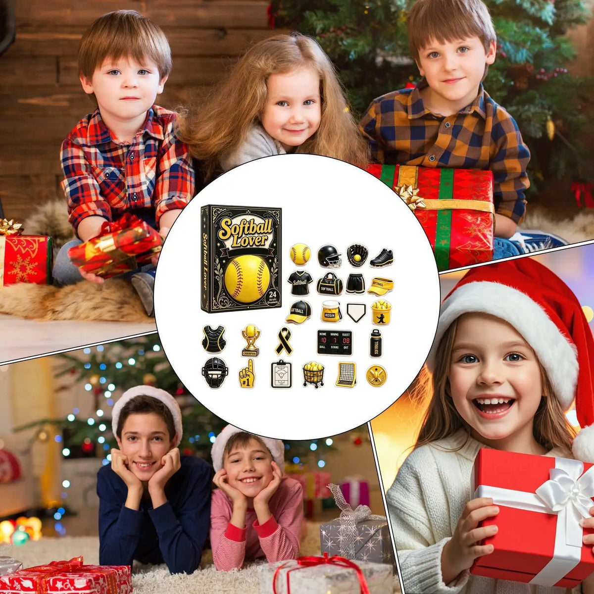 Softball Advent Calendar 2026 – 24 Day Christmas Countdown with Softball Ornaments, Girls Softball Gift