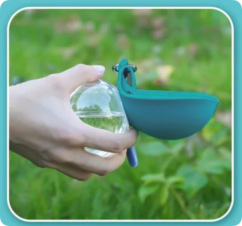 Portable Dog Water Bottle with Foldable Bowl – 285ml Travel Bottle