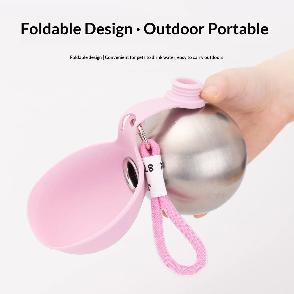 Portable Dog Water Bottle with Foldable Bowl – 285ml Travel Bottle