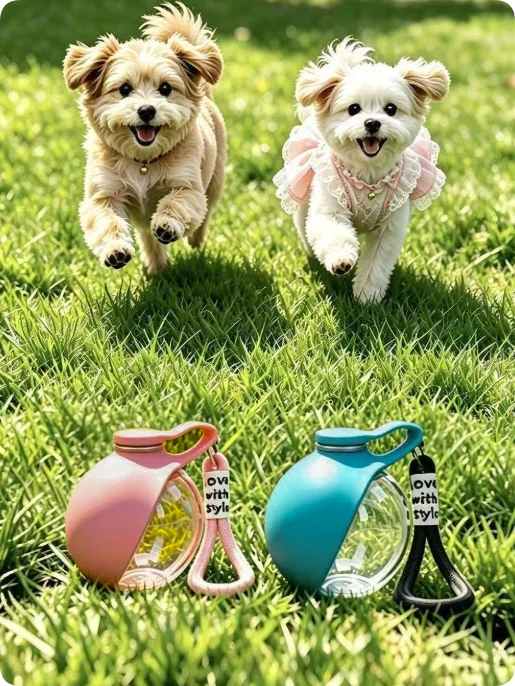 Portable Dog Water Bottle with Foldable Bowl – 285ml Travel Bottle