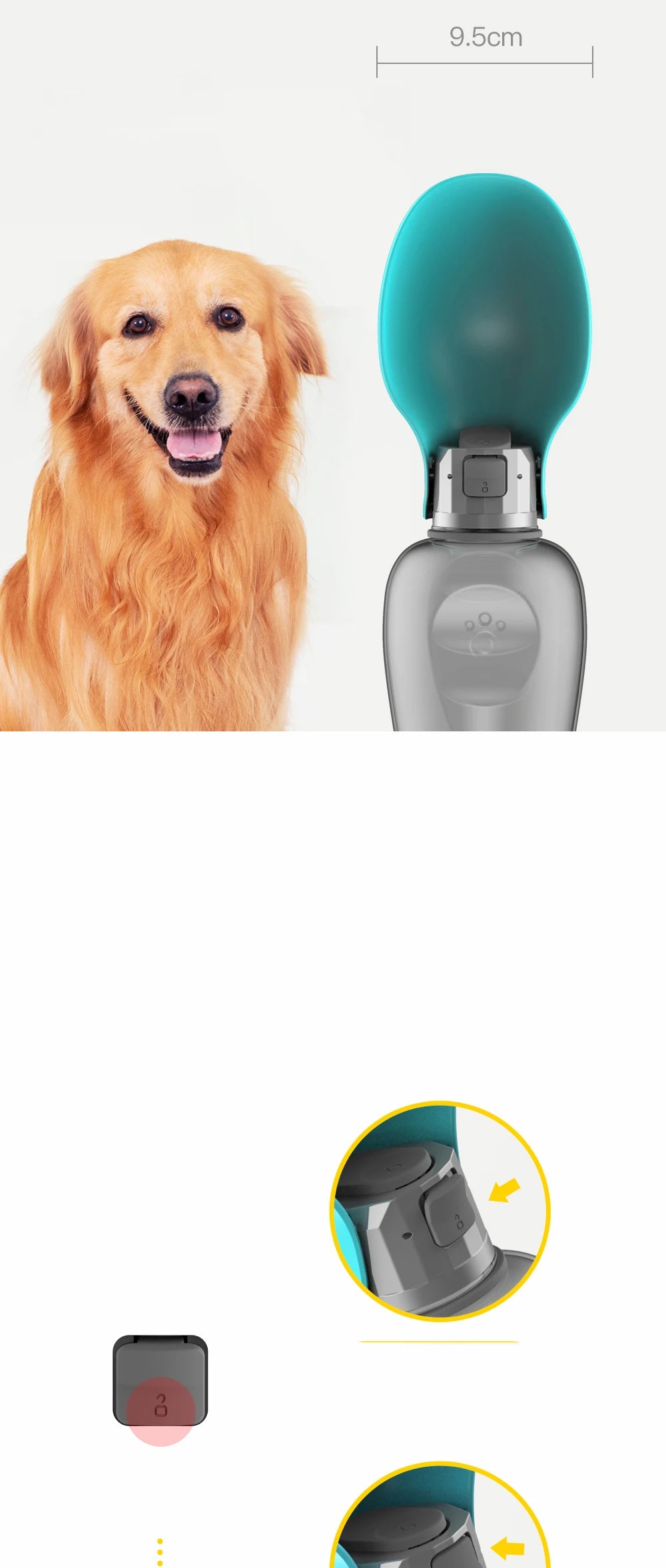 Portable Dog Water Bottle with Foldable Bowl – 800ml Large Capacity