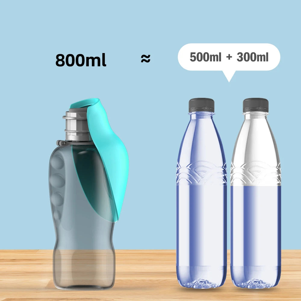 Portable Dog Water Bottle with Foldable Bowl – 800ml Large Capacity